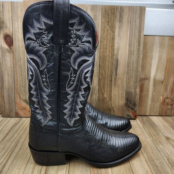 Mens Dan Post Winston size 9 D Lizard Leather 13" Western Cowboy Boots - Picture 3 of 13